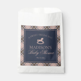 Sacolinha Pink Plaid Classic Rocking Horse Baby Shower