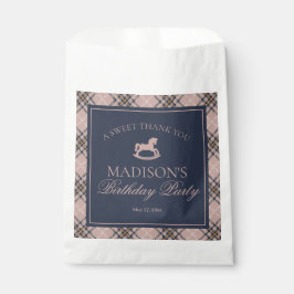 Sacolinha Pink Plaid Classic Rocking Horse Birthday Dessert