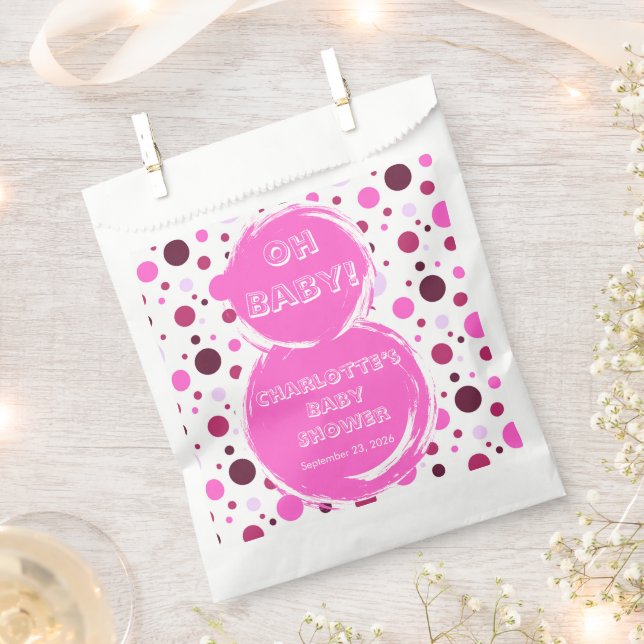 Sacolinha Pink polka dot baby shower Paper (Cortado)