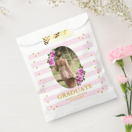 Sacolinha Pink Roses Striped Graduation Brunch