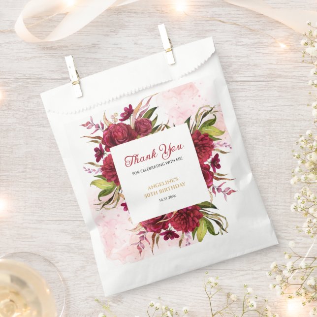 Sacolinha Pink Splash Burgundy Dahlia Rosa Birthday (Cortado)