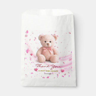 Sacolinha Pink Teddy Bear Baby Shower Favor Bag – Thank You.