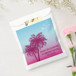 Sacolinha Pink To Blue Sky And Palm Trees Birthday Thank You