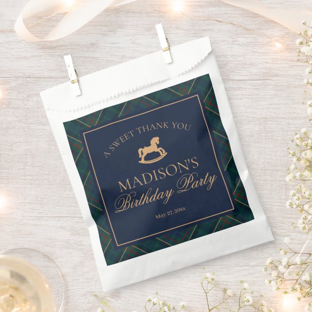 Sacolinha Plaid Classic Rocking Horse Birthday Dessert (Cortado)