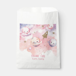 Sacolinha Planetas de golfe rosa e estrelas do Espaço Exteri