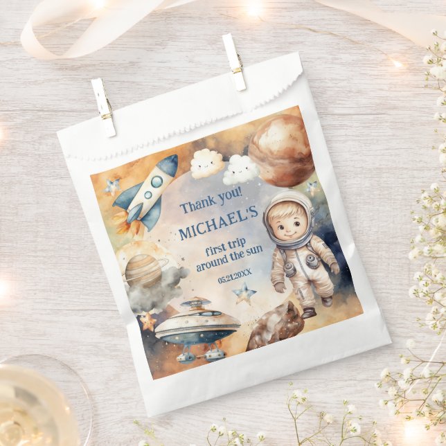 Sacolinha Planetas Externos Menino Primeiro Aniversário Favo (Cortado)