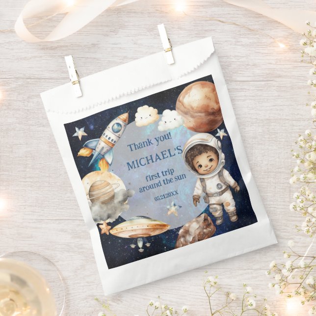 Sacolinha Planetas Externos Menino Primeiro Aniversário Favo (Cortado)