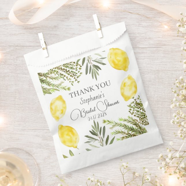 Sacolinha Plantas Botânicas Limões Chá de panela de Aquarela (Cortado)