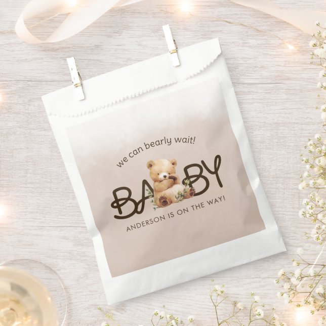 Sacolinha Podemos Aguardar Chá de fraldas De Aquarela (Cortado)