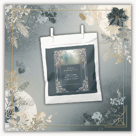 Sacolinha poeira azul deco ornamentado quadro