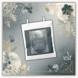 Sacolinha poeira azul deco ornamentado quadro