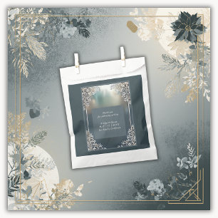 Sacolinha poeira azul deco ornamentado quadro