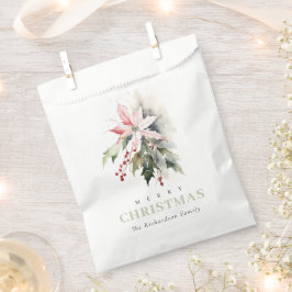 Sacolinha Poinsettia Berries Foliage Watercolor