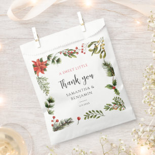 Sacolinha Poinsettia Greenery Casamento no inverno Floral