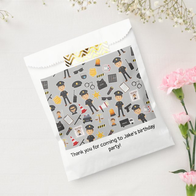 Sacolinha Policial Festa de aniversário Cinza (Selado)