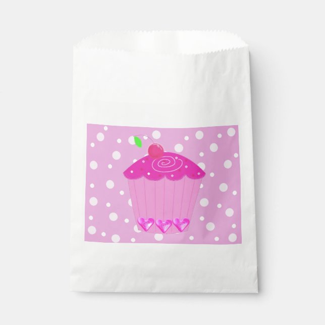 Sacolinha Pontos Coloridos e Cupcake Rosa (Frente)