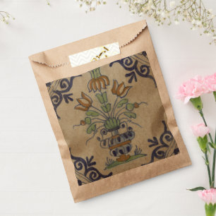 Sacolinha Pote De Flor Antiquado Com Azulejo Delft