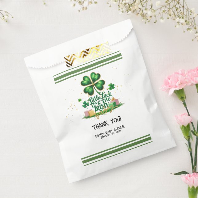 Sacolinha Pouca sorte do Chá de fraldas Dourado de Shamrock  (Selado)