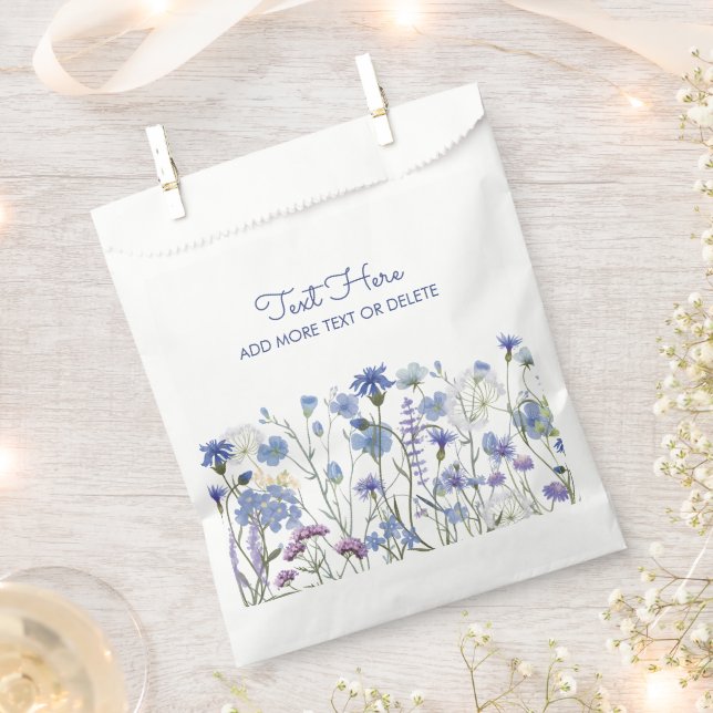 Sacolinha Prado de Flores Silvestres em Aquarela Azul (Cortado)
