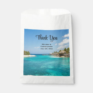 Sacolinha Praia tropical Cênica com Casamento de Huts Thatc