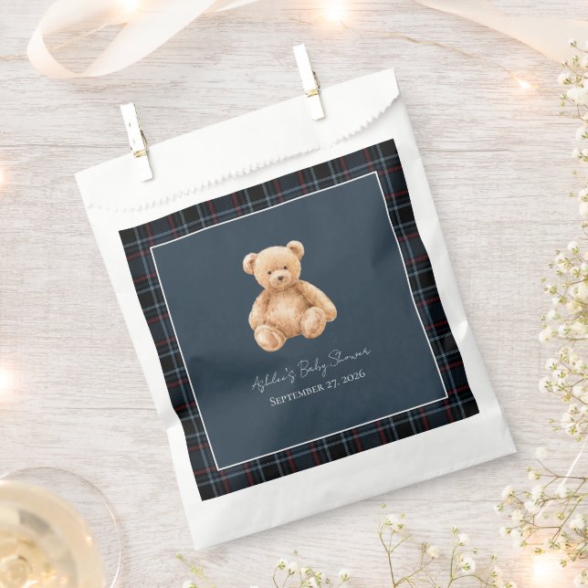 Sacolinha Preppy Classic Teddy Bear Baby Shower  (Cortado)