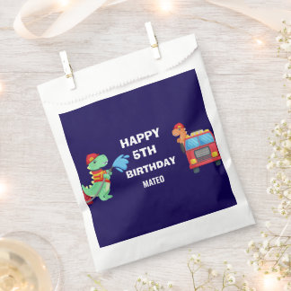 Sacolinha Presente de aniversário infantil bombeiro dino F