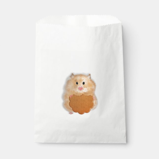 Sacolinha Presente de ilustração de hamster fofo com biscoit (Frente)