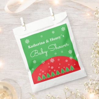 Sacolinha Presentes do Chá de fraldas de Natal Verde Branco