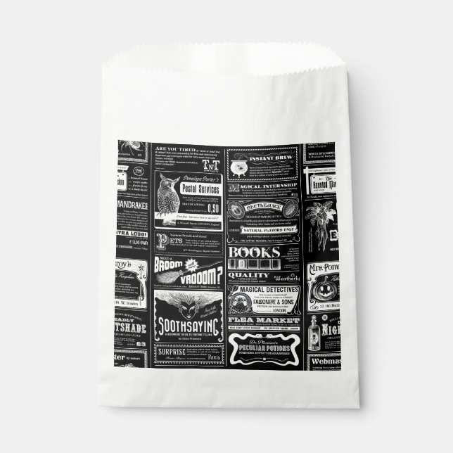 Sacolinha preto antigo de jornal assustador de halloween (Frente)