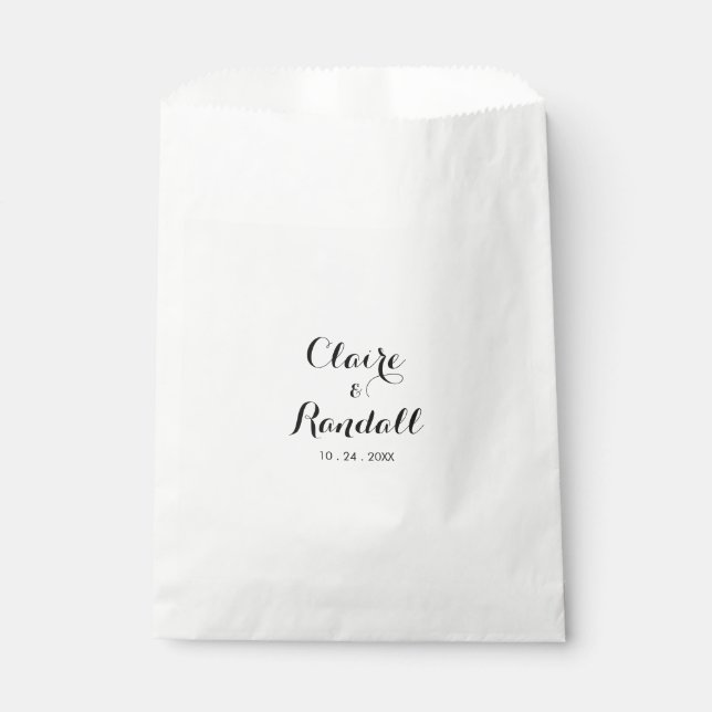 Sacolinha Preto e Casamento Branco Minimalista Favorece Bag (Frente)