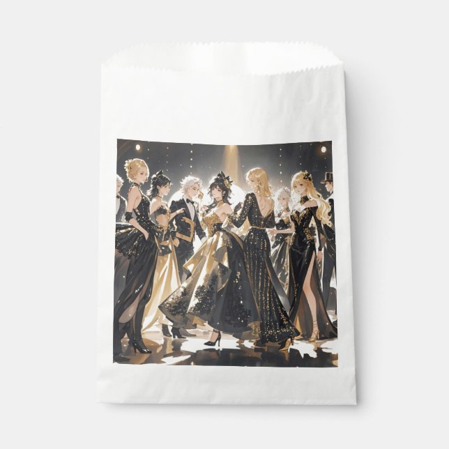 Sacolinha Preto e dourado, Luxo rico, Estilo Moulin rouge (Frente)