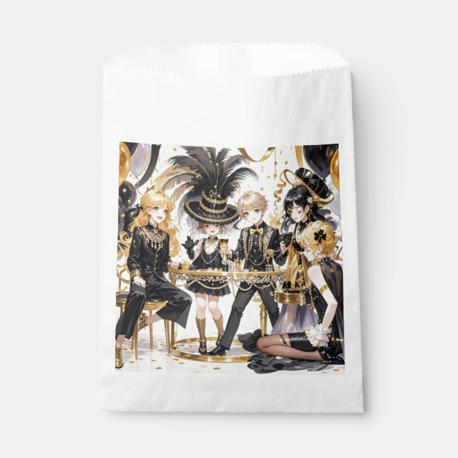 Sacolinha Preto e dourado, Luxo rico, Estilo Moulin rouge (Frente)