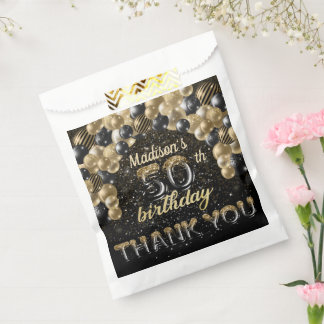 Sacolinha Preto Luxo Dourado 50º Aniversário Personalizado