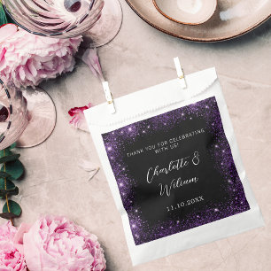 Sacolinha Preto roxo brilha obrigado de casamento