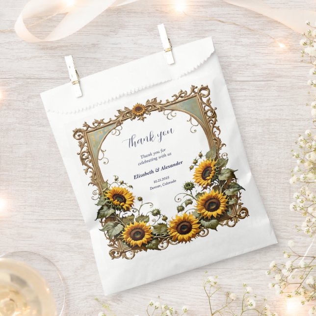 Sacolinha Pretty Yellow sunflower with art frame wedding  (Cortado)