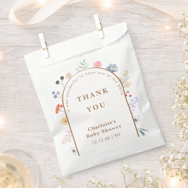 Sacolinha Primavera Boho Arch Wildflower Chá de fraldas (Cortado)