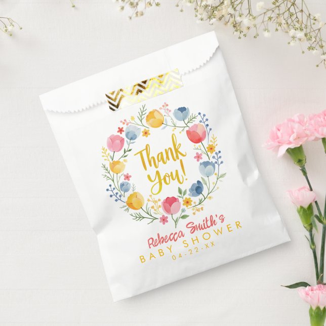 Sacolinha Primavera Floral Chá de fraldas Favor Bag - Chá de (Selado)