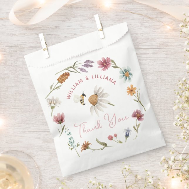 Sacolinha Primavera Wildflower Chá de fraldas Obrigado (Cortado)