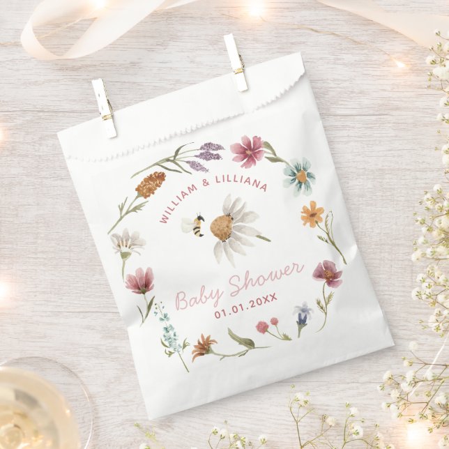 Sacolinha Primavera Wildflower Chá de fraldas Obrigado (Cortado)