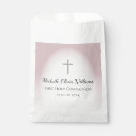 Sacolinha Primeira Comunhão Rosa Dourada Cruzada Simples