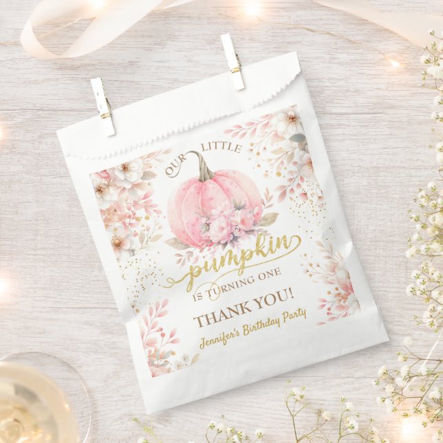 Sacolinha primeiro aniversario de abóbora de Rosa Dourado (Cortado)