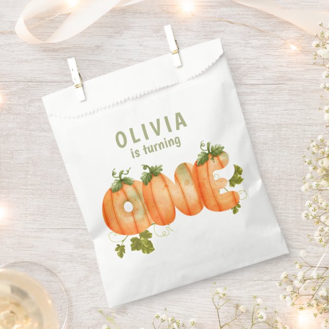 Sacolinha Primeiro aniversario de Abóbora Floral Queda (Cortado)