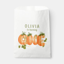 Sacolinha Primeiro aniversario de Abóbora Floral Queda