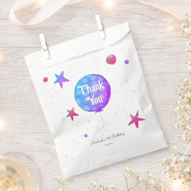 Sacolinha Primeiro aniversario de Balão de Menina Bonita (Cortado)