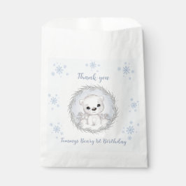Sacolinha Primeiro aniversario de Beary Blue Cute Bear Favor