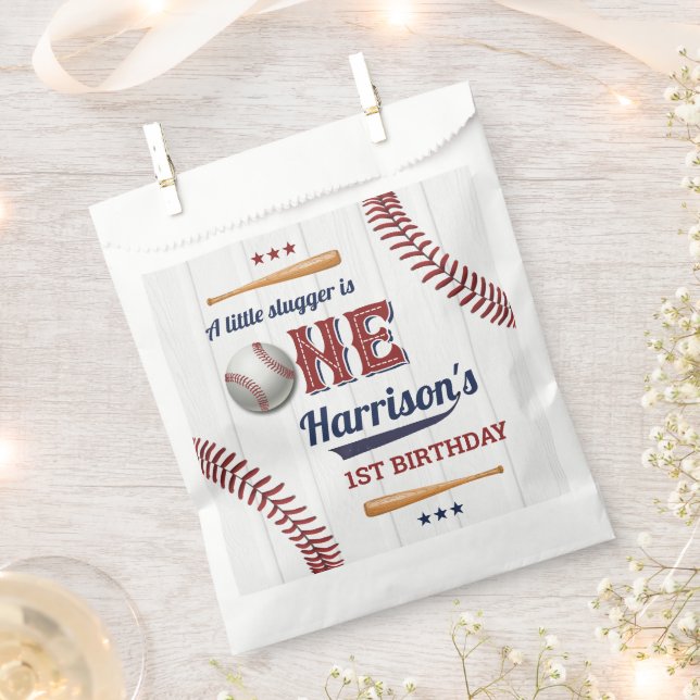 Sacolinha Primeiro aniversario de beisebol para rapazes (Cortado)