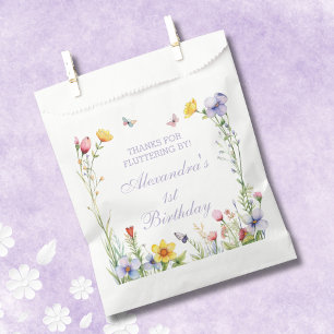 Sacolinha Primeiro aniversario de Borboleta de Flor Selvagem