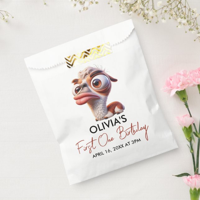 Sacolinha Primeiro aniversario de Caricatura Engraçado Llama (Selado)