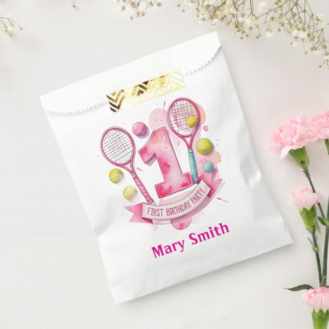 Sacolinha primeiro aniversario de tênis para menina no tema  (Selado)