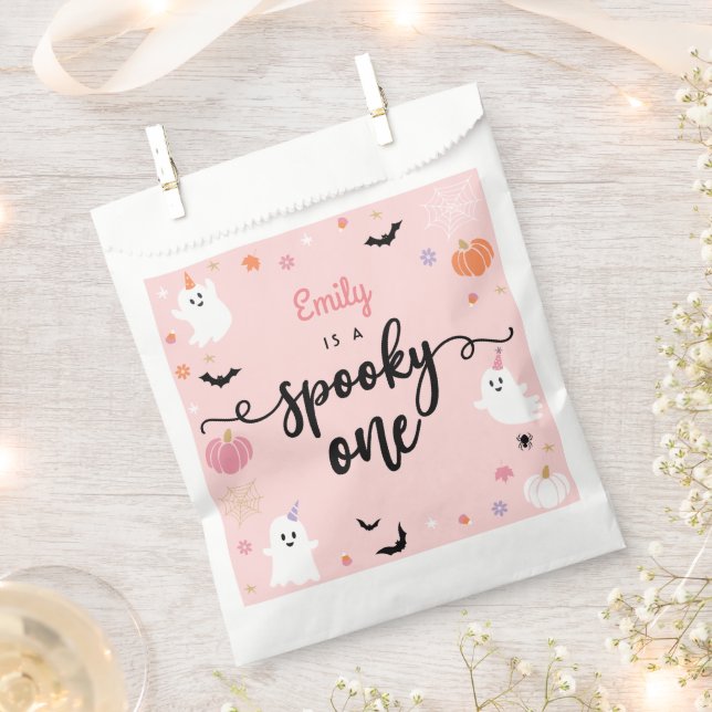 Sacolinha Primeiro aniversario Fantasma Feliz de Halloween (Cortado)